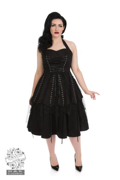 Pretty Pirate Long Dress in Black - Hearts & Roses London